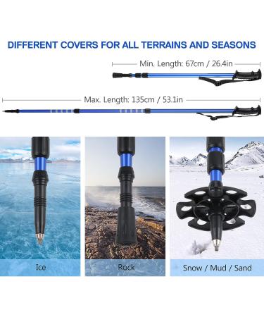 Lixada 23-Inch Lightweight Aluminum Alloy Snowshoes with Adjustable Bindings, Trekking Poles, and Carrying Bag - Blue - Buy Online on GoSupps.com