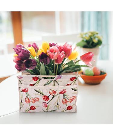 Exquisite Knitting Tote Bag with Wood Handle for Needles and Sewing Tools - Red Flower Design - Buy Online on GoSupps.com