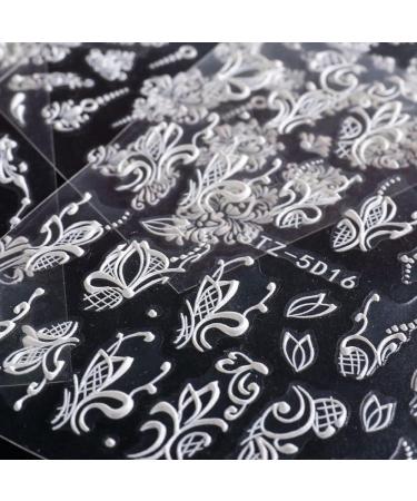 Adhesive Decals Lace Winter Sliders Embossed Flower White Nail Stickers 5D Acrylic Wedding Design(STZ-5D15) - Buy Online on GoSupps.com
