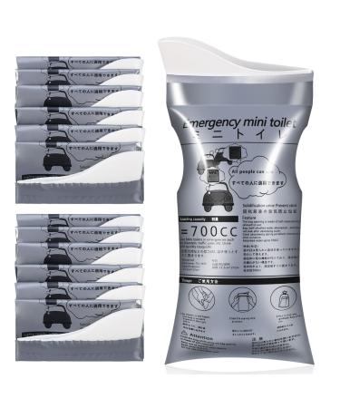 OUMEE 24/20/12/8 Pack Disposable Urine Bags, 700ML Travel Pee Bags Unisex Urinal Bag Vomit Bag for Travel Traffic Jam Emergency Portable Camping Urinal Bags for Men Women Grey-12 Pack