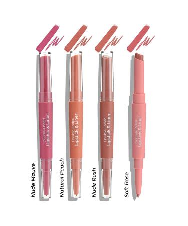 MCoBeauty Double-Ended Lipstick & Liner - Creamy Long-Wearing Matte Color - 2-In-1 Retractable Lip Tool - Enriched With Shea Butter - Soft Rose 0.066 Oz - Buy Online on GoSupps.com