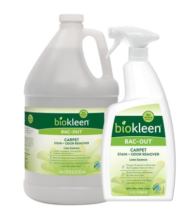 Biokleen Bac-Out Stain Remover for Carpet Clothes - 32 Ounce and Gallon Refill - Enzymatic for Pet Stains Laundry Diapers Wine Carpets & More Eco-Friendly Plant-Based