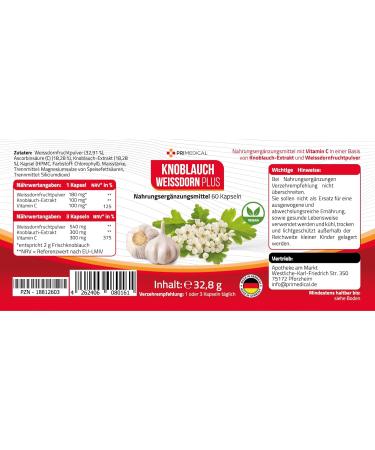 Buy Garlic & Hawthorn Capsules with Vitamin C - Primedical 60 Capsules | International Shipping Available - Buy Online on GoSupps.com