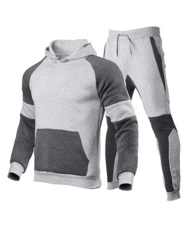 Hanxiulin training suit for men jogging suit men casual long sleeves sports jacket hooded jacket sports clothing running sweater leisure suit training suit house suit sweat jacket gray s