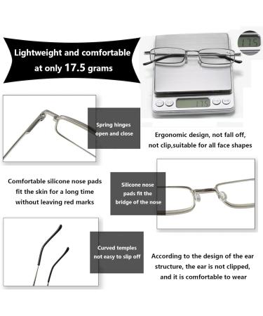 Hubeye 3 Pairs Compact Metal Reading Glasses - Lightweight Spring Hinge | 2.00 Diopters | Classic Black/Gold/Silver | International Shipping - Buy Online on GoSupps.com