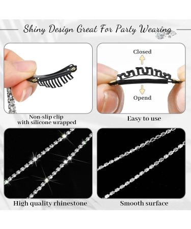 Jutieuo 6-Piece Rhinestone Hair Chains Set | Bling Crystal Hair Extension, Punk Tassel Clips | Silver Rhinestone Decorative for Women, Girls | Party Accessories | 18 with Storage Box - Buy Online on GoSupps.com
