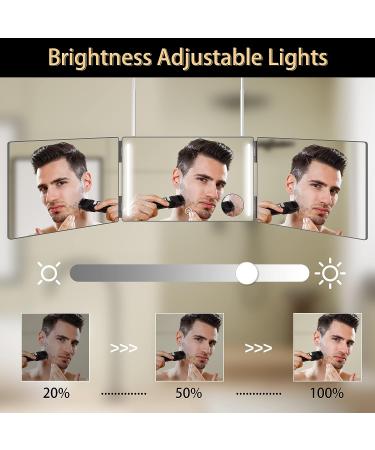 3 Way LED Trifold Mirror for Self Hair Cutting and Styling - Height Adjustable 360 Barber Mirrors for Men and Women - Ideal for Hair Coloring and Braiding - Black - Buy Online on GoSupps.com