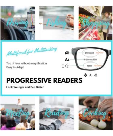 Buy ProEyes Preston Progressive Blue Light Blocking Readers - 0 Strength Lightweight & Durable Gray - Perfect for Eye Protection - Buy Online on GoSupps.com