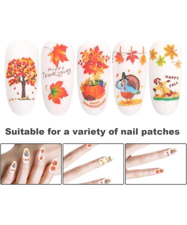 Thanksgiving DecorationsFall Nail Stickers Autumn Maple Leaves Pumpkin Turkey Nail Art Stickers Thanksgiving Themed Water Transfer Nail Decorations - Buy Online on GoSupps.com