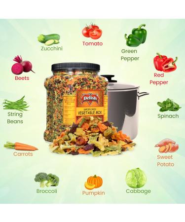 24 oz Jumbo Container Garden Vegetable Soup Mix by Its Delish - 12 Natural Dehydrated Vegetables for Ramen Noodles, Soup Greens with Beets - Freeze Dried Veggie Blend | Vegan, Gluten-Free, Kosher - Buy Online on GoSupps.com