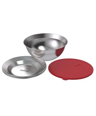 Primus | CampFire Serving Kit | Stainless Steel Plates, Bowl, and Silicon Lid for Camping & Outdoor Cooking