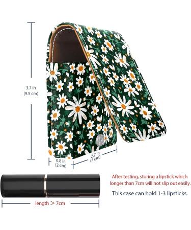 Little White Daisy Floral Lip Gloss Holder | Portable Makeup Bag & Lipstick Organizer with Mirror | Multi-Color Travel Case for Women - Buy Online on GoSupps.com