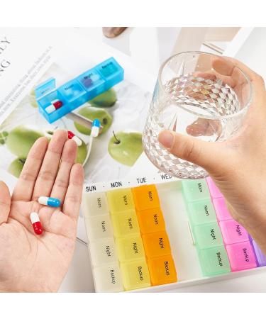 PuTwo 7-Day Pill Box with 28 Compartments - Large Capacity Medicine Organizer for Vitamins and Supplements - Multicolor - Buy Online on GoSupps.com
