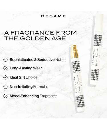 BESAME COSMETICS - Decades of Fragrance -1950 Womens Perfume Vintage Inspired Eau de Parfum in Retro Perfume Bottle Floral Powdery Scent with Vanilla and Gardenia - 9mL Vintage Atomizer - Buy Online on GoSupps.com