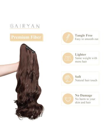 Buy Gairyan 50cm Ponytail Hair Extensions | Long Curly Claw Clip-in Wavy Synthetic Hair - Dark Brown & Dark Auburn - Buy Online on GoSupps.com