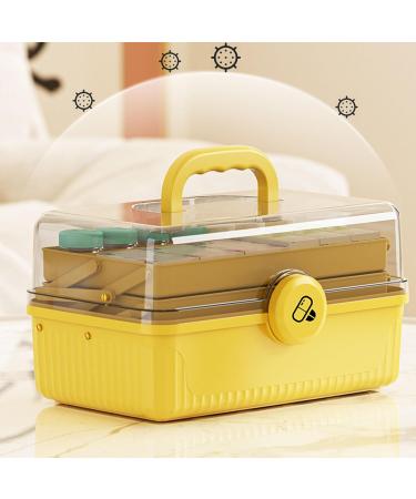 Large Capacity Shockproof Medicine Storage Box - 3 Layers Portable & Waterproof for Home & Outdoor Use | Lemon Yellow - Buy Online on GoSupps.com