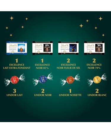 Lindt - Calendrier de l'Avent - Assortiment de Chocolats au Lait Noirs et Blancs - Id al pour No l 221g Assortiment 221g - Buy Online on GoSupps.com