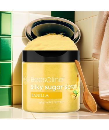 Silky Sugar Scrub by BeesOline - Extra Large 19oz Banilla Scent | Organic Exfoliation with Fine Cane Sugar & Coconut Oil - Shop Internationally - Buy Online on GoSupps.com
