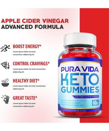 Pura Vida Keto Gummies with ACV, Vitamin B12 & Beet Root Juice - 60 Gummies - Buy Online on GoSupps.com
