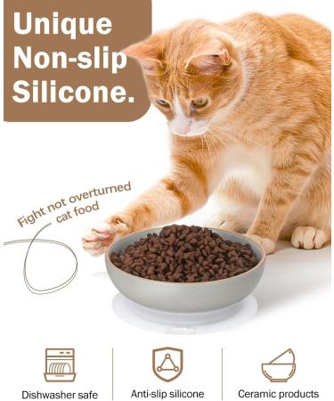 YMASINS Ceramic Cat Bowls 4 Pack - Stress-Relief Wide Food Dishes for Cats - Non-Slip Mat and Matte Finish Grey - Ideal for Kittens and Small Animals - Buy Online on GoSupps.com