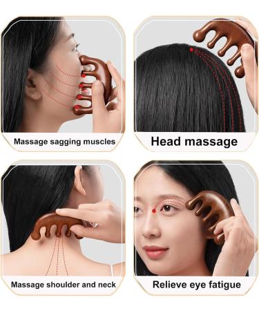 2 Pack Wooden Gua Sha & Hair Combs - Multi-Purpose Sandalwood Scalp Massagers for Men & Women | Head Care & Relaxation - Buy Online on GoSupps.com