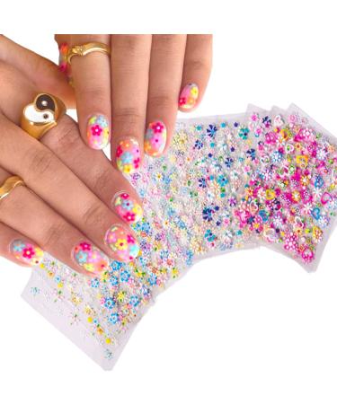 30PCS 3D Self-Adhesive Flower Nail Art Stickers - Colorful Daisy & Pink Floral Design for Cute Manicure Tips - Buy Online on GoSupps.com