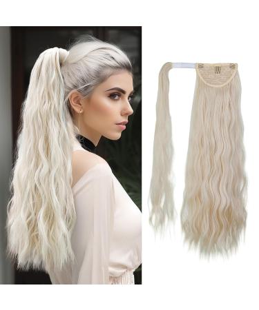 Platinum Blonde 24-Inch Oefei Ponytail Extension - Natural Synthetic Hair Braid with Velcro Fastener for Women - Buy Online on GoSupps.com