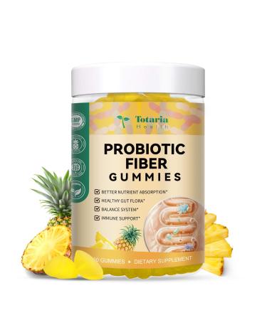 9-in-1 Probiotic Prebiotic Fiber Gummies for Adults & Teens Fiber Supplement Pro with 5 Billion CFU Bacillus Coagulans Psyllium Husk FOS Inulin ACV for Digestion & Gut 60 Vegan Pineapple Gummies 60 Count (Pack of 1)