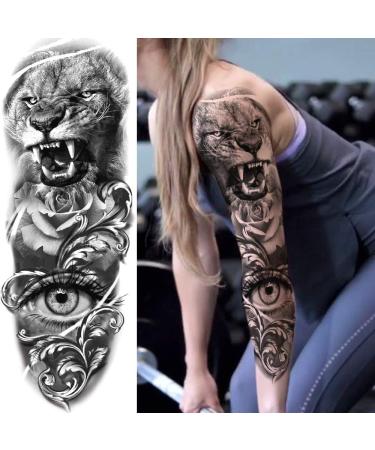 NEZAR Sexy Big Rose Flower Full Arm Temporary Tattoos - Waterproof Tribal Fake Tattoo Sleeves for Women - Buy Online on GoSupps.com