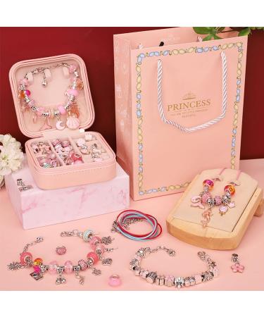 Gaoxyima Charm Bracelet Making Kit for Girls - 66 Piece Jewelry Set for Ages 6-12 - Arts and Crafts Gift Box for Birthday and Christmas - Pink - Buy Online on GoSupps.com
