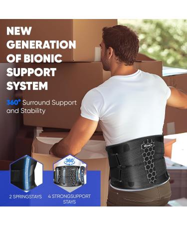 Fiohiros Back Support Belt for Lower Pain Relief Back Brace with Lumbar Pad for Men & Women Adjustable Support Belt for Sciatica Herniated Disc Scoliosis Heavy Lifting (27" to 31") Medium Upgrade/Black - Buy Online on GoSupps.com