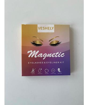 Veshely Natural Magnetic Eyelashes with Eyeliner - 5 Pair Reusable 3D False Lashes Set for Natural Look - Buy Online on GoSupps.com