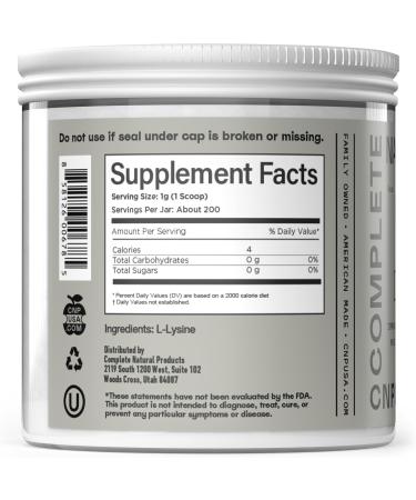 L-Lysine Powder Supplement - Bulk L-Lysine 8oz 200 Servings - Buy Online on GoSupps.com