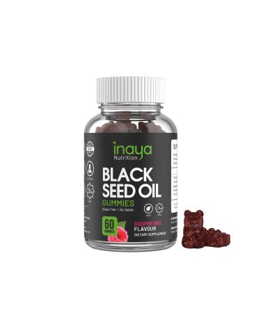 Inaya Nutrition Black Seed Oil Gummies | Natural Raspberry Flavour | Vegan | Contains 2% Thymoquinone from Nigella Sativa Seeds | 60 Gummies | Supports Immune System Weight Loss Joints Hair & Skin