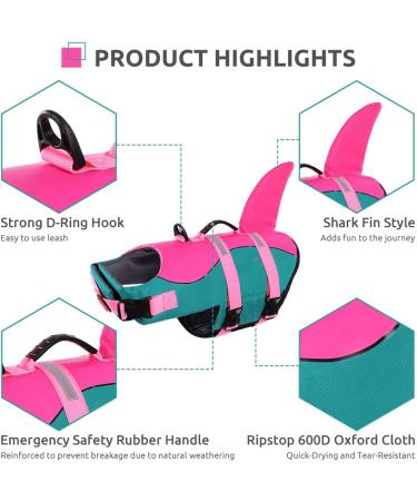 Cit toile Dog Life Jacket - Lightweight & Safe Swimming Vest for Small Medium & Large Dogs - Denim Blue & Pink - Reflective Handle for Water Sports - Buy Online on GoSupps.com