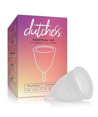 DUTCHESS Menstrual Cup - Reusable Soft Medical-Grade Silicone Period Cups - Easy to Clean Tampon and Pad Alternative - White Large White Large (Pack of 1)