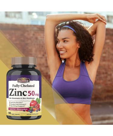 Elixeed Zinc 50mg - Chelated Zinc Picolinate & Gluconate for Immune Health - 90 Veggie Caps - Buy Online on GoSupps.com