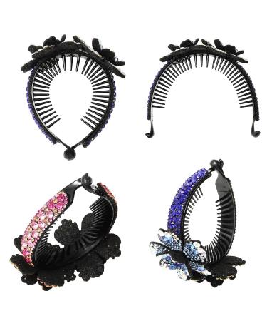 Claws Hair Rhinestone Bun Holders - Multicolor Crystal Hairpin Ponytail Clips for Women and Girls - Hair Accessories - Buy Online on GoSupps.com