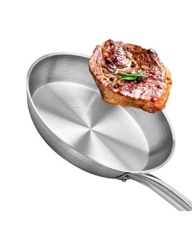 Frying Pan Kitchen Cookware Non Stick Pan Skillet with Sleek Metallic Exterior Stainless Steel Frying Pan Suitable for All Hob Types (Color : 22cm)