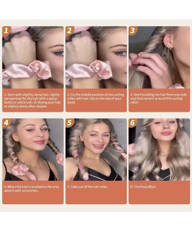 Satins Heatless Hair Curler Set for Easy Curls - Curling Rod Headband, Light Pink - Buy Online on GoSupps.com