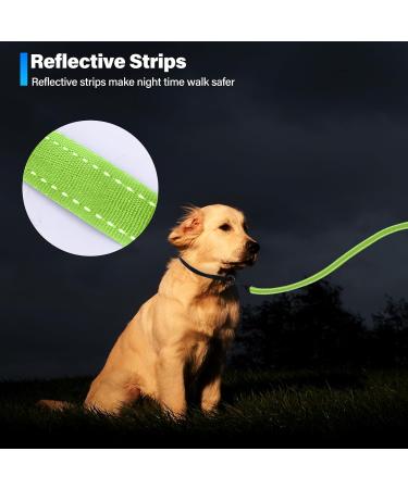 Loutep Reflective Dog Training Lines - Extra Long Leash (3m to 30m) with Padded Handle - Strong Nylon Rope for Large Medium & Small Dogs - Light Green - Buy Online on GoSupps.com
