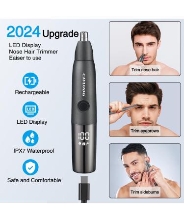Nose Hair Trimmer for Men & Women | 2024 Rechargeable Painless Waterproof LED Display Dual Edge Blades - Professional Ear & Eyebrow Clipper - Buy Online on GoSupps.com