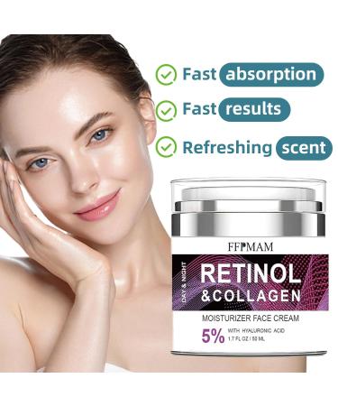 Retinol Cream for Face Anti Aging: Wrinkle Cream for Face Neck with Collagen Hyaluronic Acid - Night Moisturizer for Men Women - Facial Skin Care(1.7FL.Oz) - Buy Online on GoSupps.com