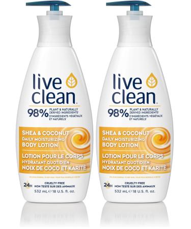 Live Clean Moisturizing Shea and Coconut Body Lotion 18 Fl Oz (Pack of 2)