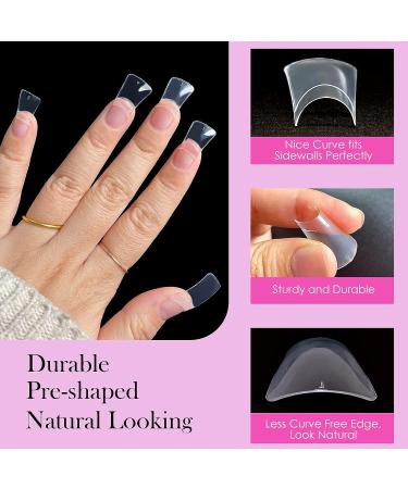 SINOKAME 500PCS Clear Duck Feet Fan Flare Nail Tips for Acrylic Nails - Y2K Vibe with Random Charms | 10 Sizes Half Cover Medium - Buy Online on GoSupps.com