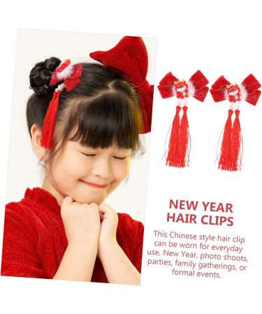 FRCOLOR 1 Pair hair accessories for tassel clips for hair Christmas Hanfu Metal Japanese-style Asia small hair clips red hairpin hair Hair clips long tassels pair clip - Buy Online on GoSupps.com