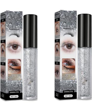 Diamond Glitter Mascara Topper Waterproof Long Lasting Curling Shiny Diamond Eyelash for Women Concert Makeup Thickening Lengthening (2pcs)