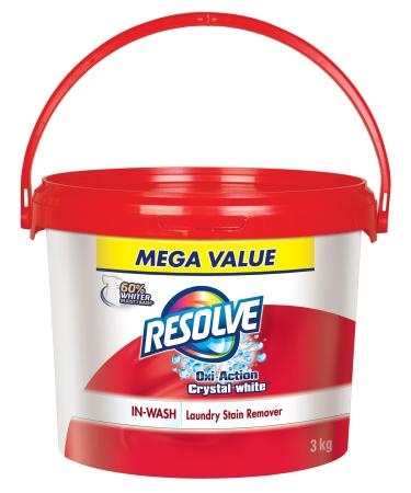 Resolve Oxi-Action Crystal White Ultimate Laundry Stain Remover In Wash Powder Mega Value Pack 3Kg Oxi-Action Crystal White Stain Remover