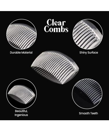 HD Novelty Set of 4 Plain Hair Combs Slides 9cm French Side Combs Plastic Twist Comb Strong Hold Hair Clips Accessories for Girls Women (Clear) - Buy Online on GoSupps.com
