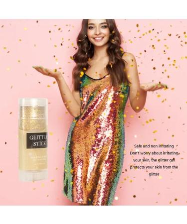 Gold Holographic Body Glitter Stick - Face & Hair Glitter Gel Makeup | Sparkling Sequins 0.6oz - Easy Application for Eyes & Lips - Buy Online on GoSupps.com